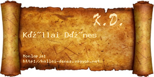 Kállai Dénes névjegykártya